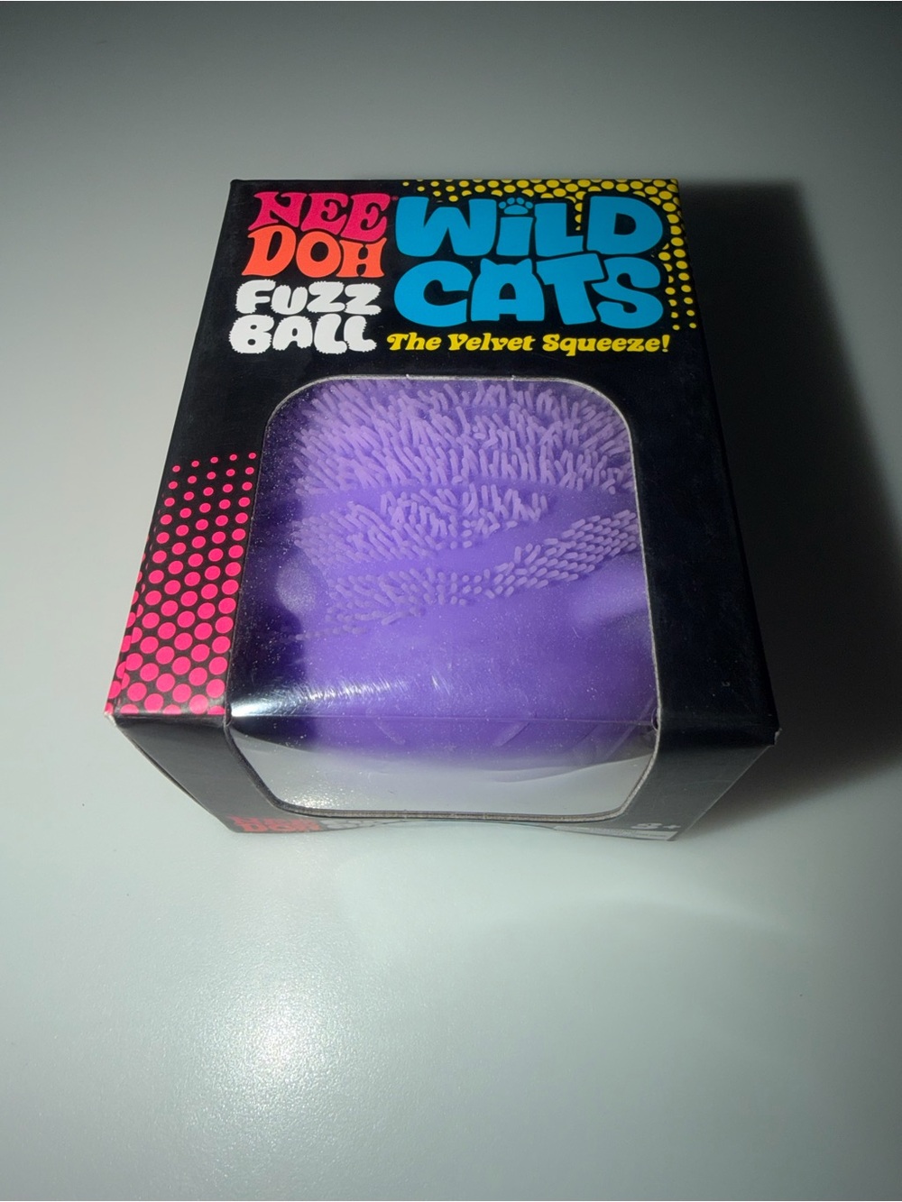 NeeDoh Fuzz Ball Wild Cats Purple Squishy Kids Stress Adult Sensory Fidget Toy